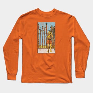 Nine of wands tarot card (distressed) Long Sleeve T-Shirt